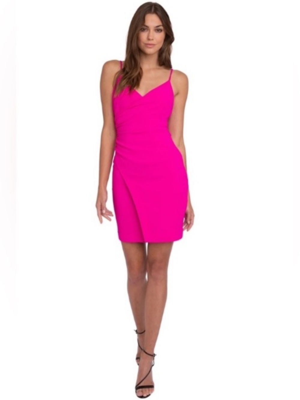 Black Halo Esthero Dress - Stretch Pebble Crepe - Size 4 - Vibrant Pink
